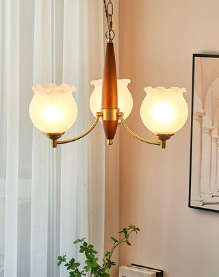 Tulips Glass Wood Chandelier Arkstarhome