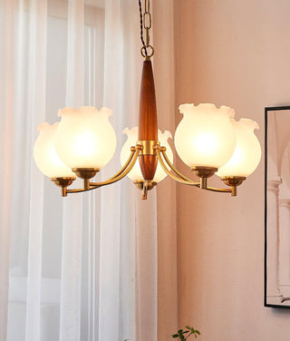 Tulips Glass Wood Chandelier Arkstarhome