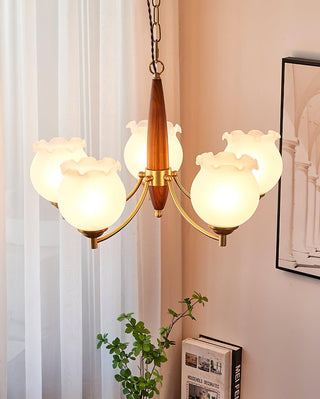 Tulips Glass Wood Chandelier Arkstarhome