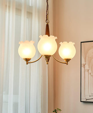 Tulips Glass Wood Chandelier Arkstarhome