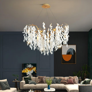 White Jade Branch Brass Chandelier Arkstarhome
